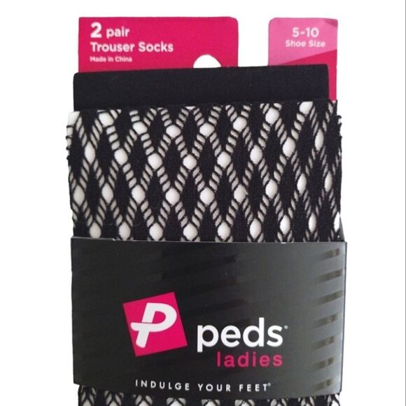 PEDS 8 Pairs Black Fishnet and Solid Black Trouser Socks Women's Size 5- 10 NWT - Picture 6 of 12